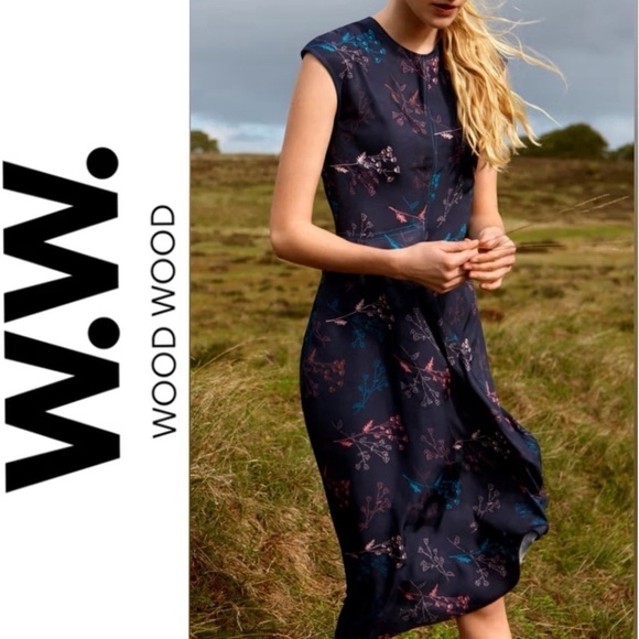 Wood Wood Wanda Dress, asymmetrical, sleeveless, fit and flare,sz 34(XS), floral - Picture 1 of 12
